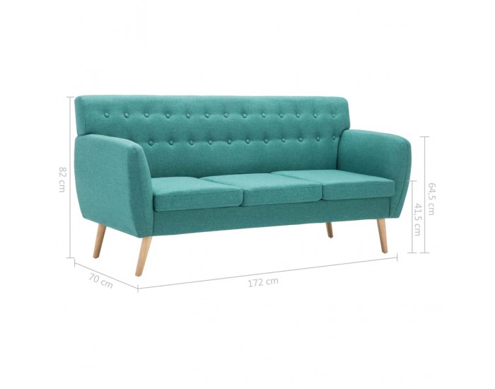 Sonata 3-местен диван, тапицерия от плат, 172x70x82 см, зелен -