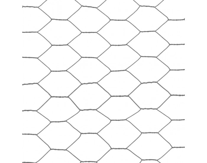 Sonata Хексагонална стоманена мрежа с PVC покритие, 25x1,5 м, сива -
