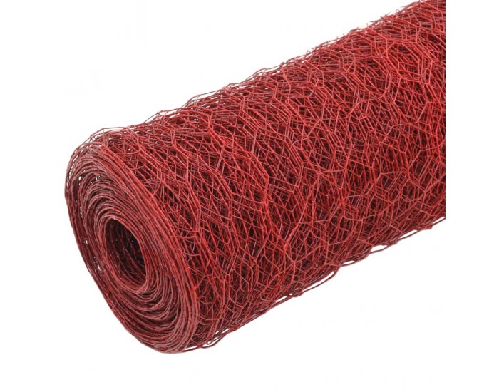Sonata Хексагонална стоманена мрежа с PVC покритие, 25x1,2 м, червена -