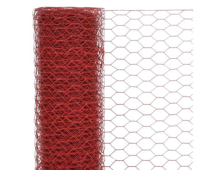 Sonata Хексагонална стоманена мрежа с PVC покритие, 25x1,2 м, червена -