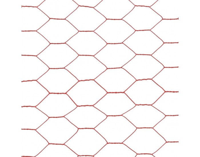 Sonata Хексагонална стоманена мрежа с PVC покритие, 25x1,2 м, червена -