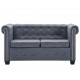 Sonata 2-местен Честърфийлд диван, изкуствен велур, сив -