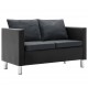 Sonata 2-местен диван, изкуствена кожа, черно и тъмносиво -