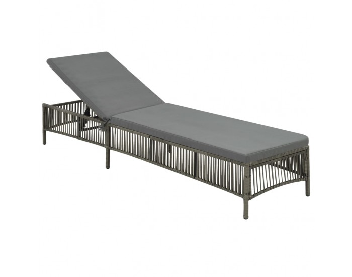 Sonata Шезлонг с шалте, полиратан, сив -