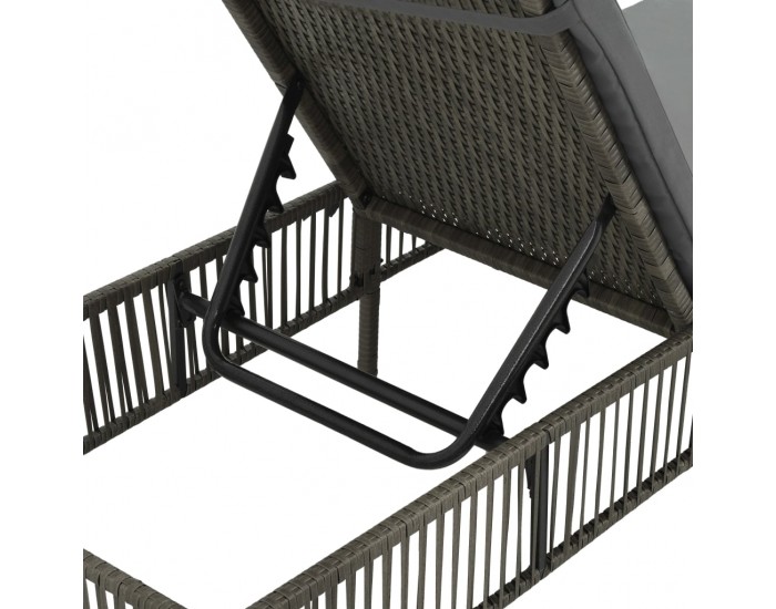 Sonata Шезлонг с шалте, полиратан, сив -