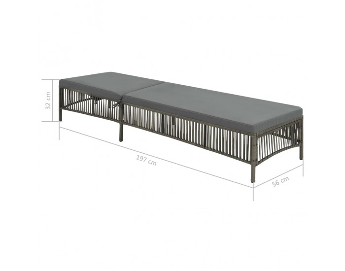 Sonata Шезлонг с шалте, полиратан, сив -