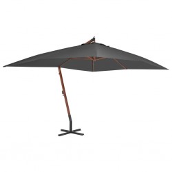 Sonata Градински чадър чупещо рамо и дървен прът 400x300 см антрацит - Сенници и Чадъри