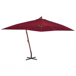Sonata Градински чадър чупещо рамо и дървен прът 400x300 см бордо - Сенници и Чадъри