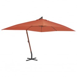 Sonata Градински чадър чупещо рамо и дървен прът 400x300 см теракота - Сенници и Чадъри
