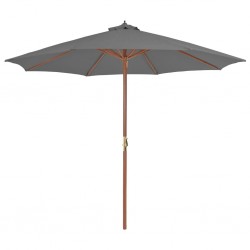 Sonata Градински чадър с дървен прът, 300 см, антрацит - Градина