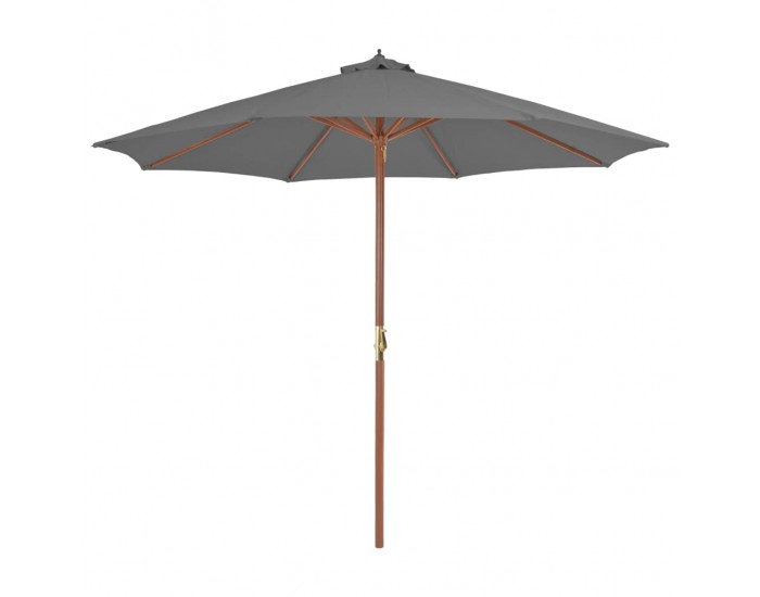 Sonata Градински чадър с дървен прът, 300 см, антрацит -