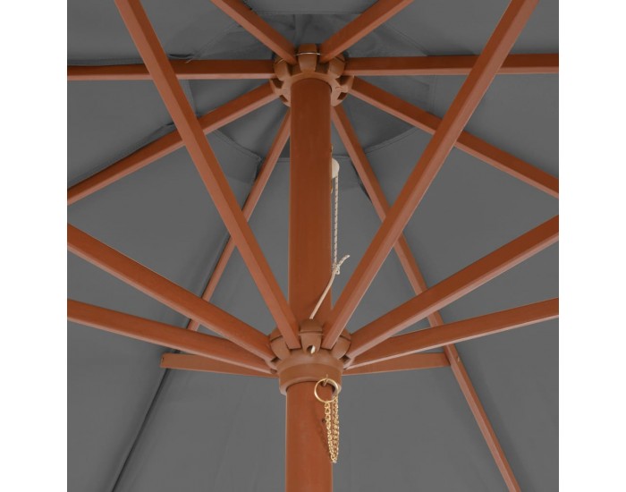 Sonata Градински чадър с дървен прът, 300 см, антрацит -