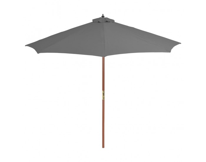 Sonata Градински чадър с дървен прът, 300 см, антрацит -