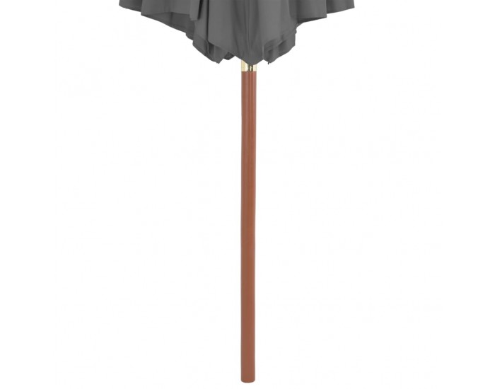 Sonata Градински чадър с дървен прът, 300 см, антрацит -