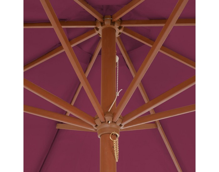 Sonata Градински чадър с дървен прът, 300 см, бордо -