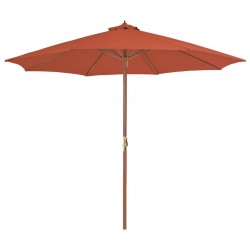 Sonata Градински чадър с дървен прът, 300 см, теракота - Градина