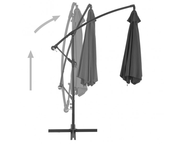 Sonata Градински чадър, чупещо рамо и алуминиев прът, 300 см, антрацит -