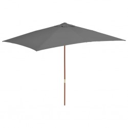 Sonata Градински чадър с дървен прът, 200x300 см, антрацит - Градина
