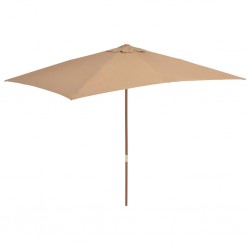 Sonata Градински чадър с дървен прът, 200x300 см, таупе - Градина