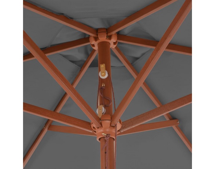 Sonata Градински чадър с дървен прът, 270 см, антрацит -