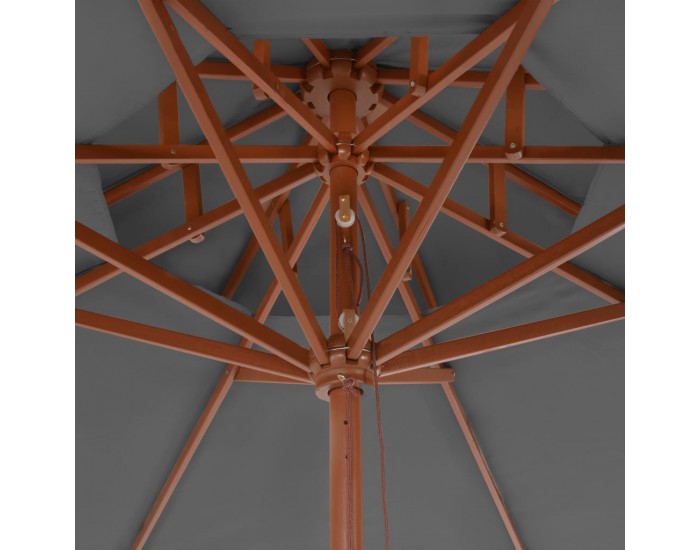 Sonata Чадър с двоен покрив и дървен прът, 270 см, антрацит -
