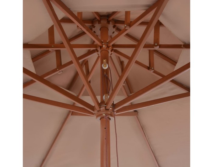 Sonata Чадър с двоен покрив и дървен прът, 270 см, таупе -