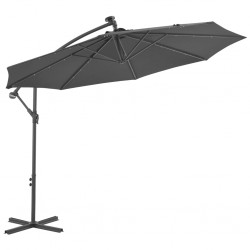 Sonata Градински чадър с LED осветление стоманен прът 300 см антрацит - Градина
