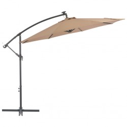 Sonata Градински чадър с LED осветление стоманен прът 300 см таупе - Градина