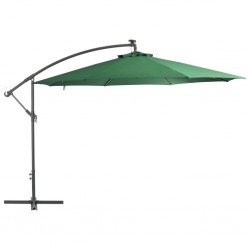 Sonata Градински чадър с LED осветление метален прът 350 см зелен - Градина