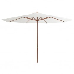 Sonata Градински чадър с дървен прът, 350 см, пясъчнобял - Градина