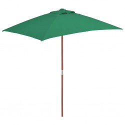 Sonata Градински чадър с дървен прът, 150x200 см, зелен - Сенници и Чадъри