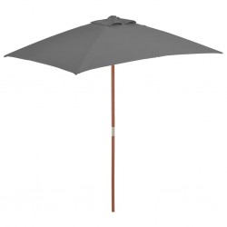 Sonata Градински чадър с дървен прът, 150x200 см, антрацит - Градина