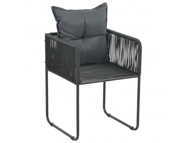 Sonata Външни столове с възглавнички, 2 бр, полиратан, черни -