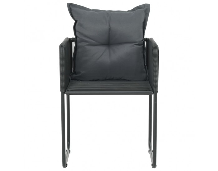 Sonata Външни столове с възглавнички, 2 бр, полиратан, черни -