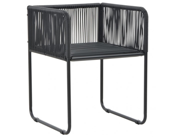 Sonata Външни столове с възглавнички, 2 бр, полиратан, черни -