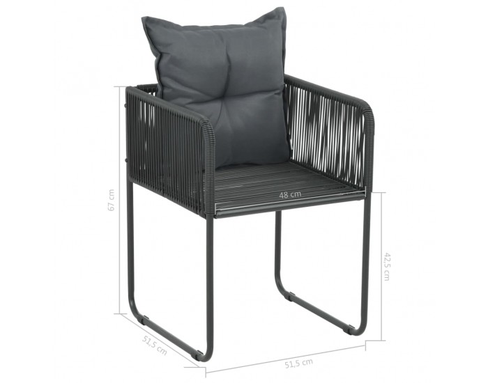 Sonata Външни столове с възглавнички, 2 бр, полиратан, черни -