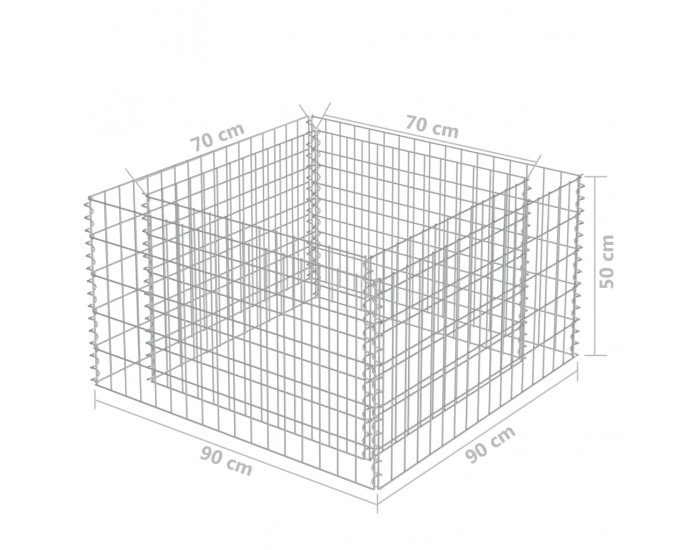 Sonata Габион плантер, поцинкована стомана, 90x90x50 cм -