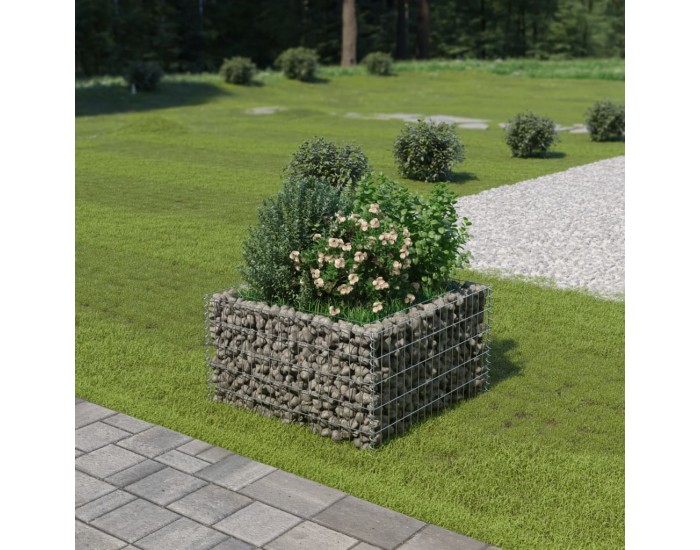 Sonata Габион плантер, поцинкована стомана, 90x90x50 cм - Sonata Габион плантер, поцинкована стомана, 90x90x50 cм -