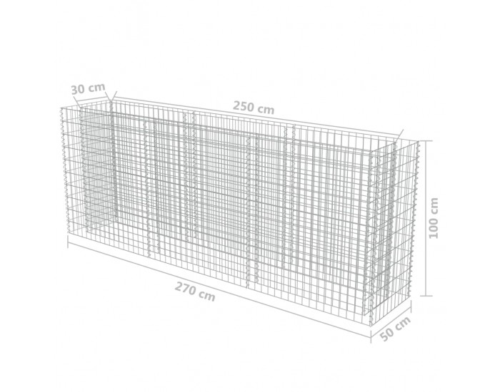 Sonata Габион плантер, поцинкована стомана, 270x50x100 cм -