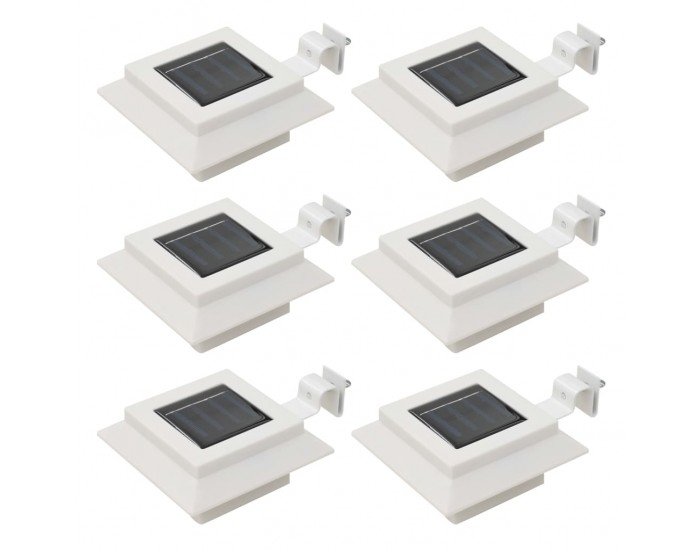 Sonata Градински соларни лампи, 6 бр, LED, квадратни, 12 см, бели -