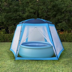 Sonata Палатка за басейн, текстил, 590x520x250 см, синя - Басейни и Спа