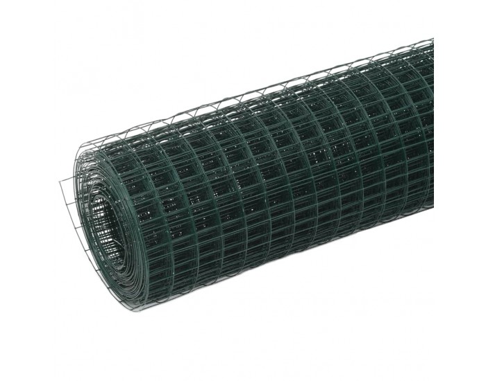 Sonata Стоманена мрежа с PVC покритие квадратни отвори 10x0,5 м зелена -