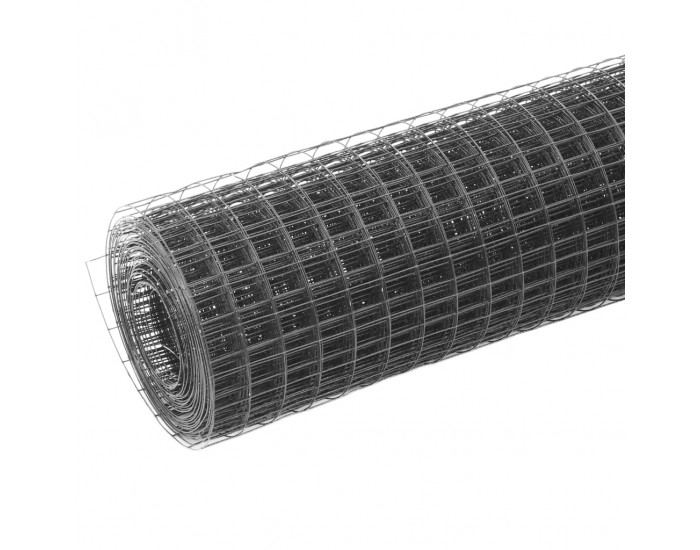 Sonata Стоманена мрежа с PVC покритие, квадратни отвори, 25x1 м, сива -