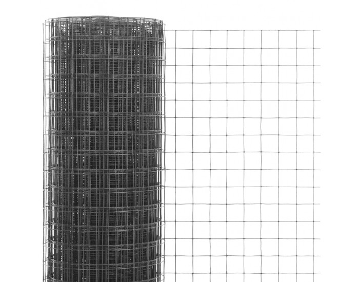 Sonata Стоманена мрежа с PVC покритие, квадратни отвори 10x1,5 м сива -