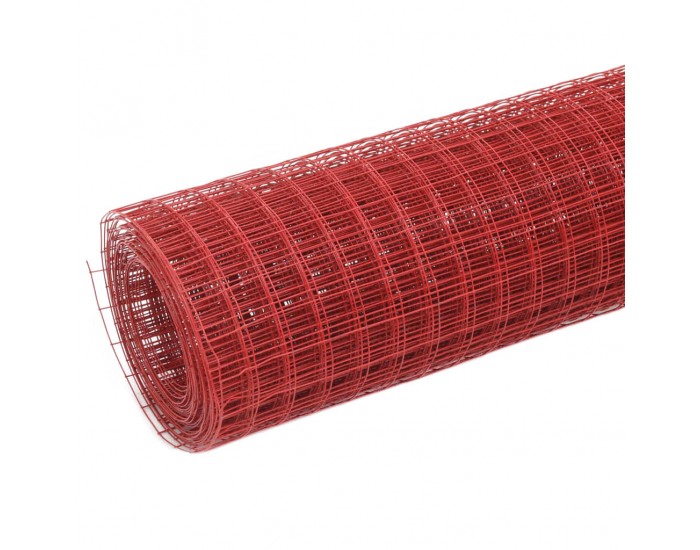 Sonata Стоманена мрежа с PVC покритие квадратни отвори 10x1 м червена -