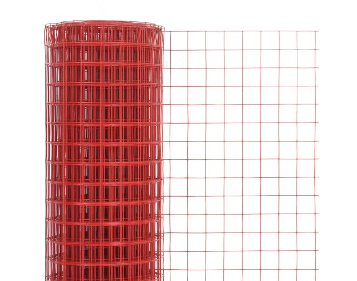 Sonata Стоманена мрежа PVC покритие квадратни отвори 10x1,5 м червена -