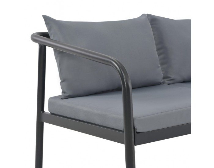 Sonata 2-местен градински диван с възглавници, сив, алуминий -