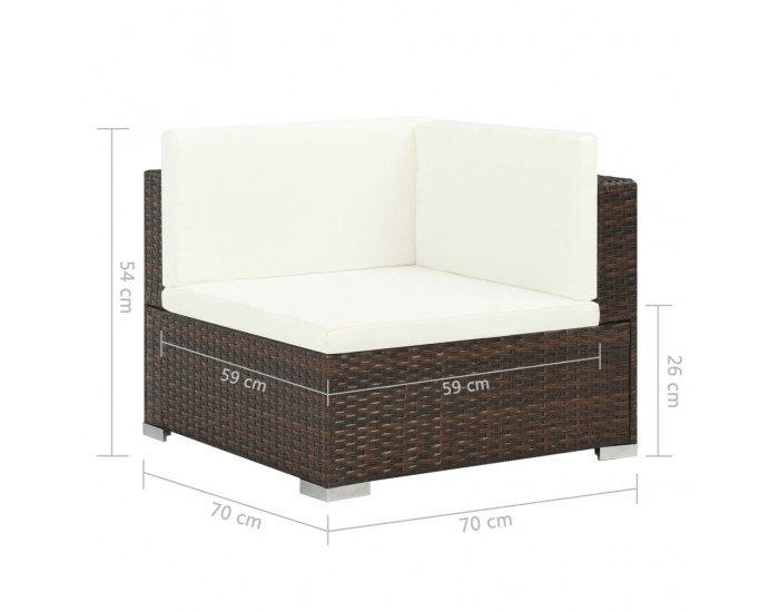 Sonata Градински комплект с възглавници, 8 части, кафяв полиратан -