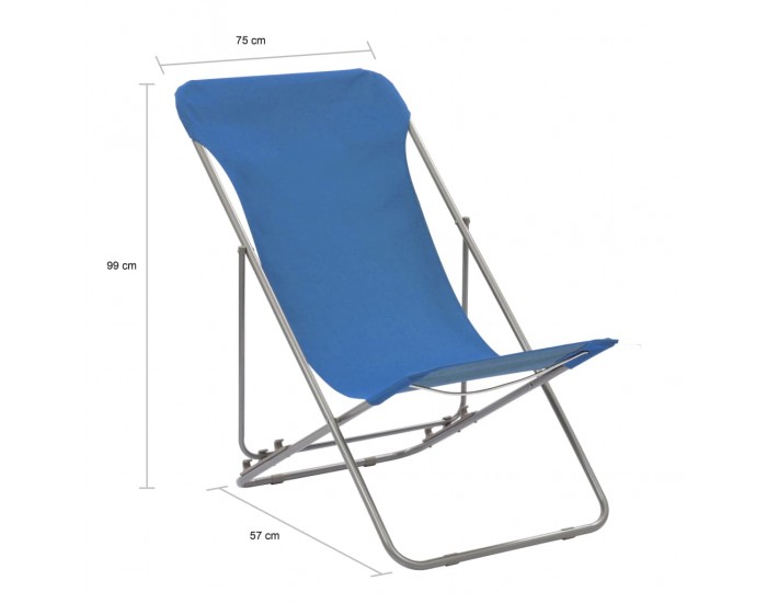 Sonata Сгъваеми плажни столове, 2 бр, стомана и оксфорд тъкан, сини -