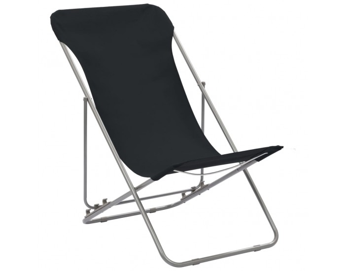 Sonata Сгъваеми плажни столове, 2 бр, стомана и оксфорд тъкан, черни -
